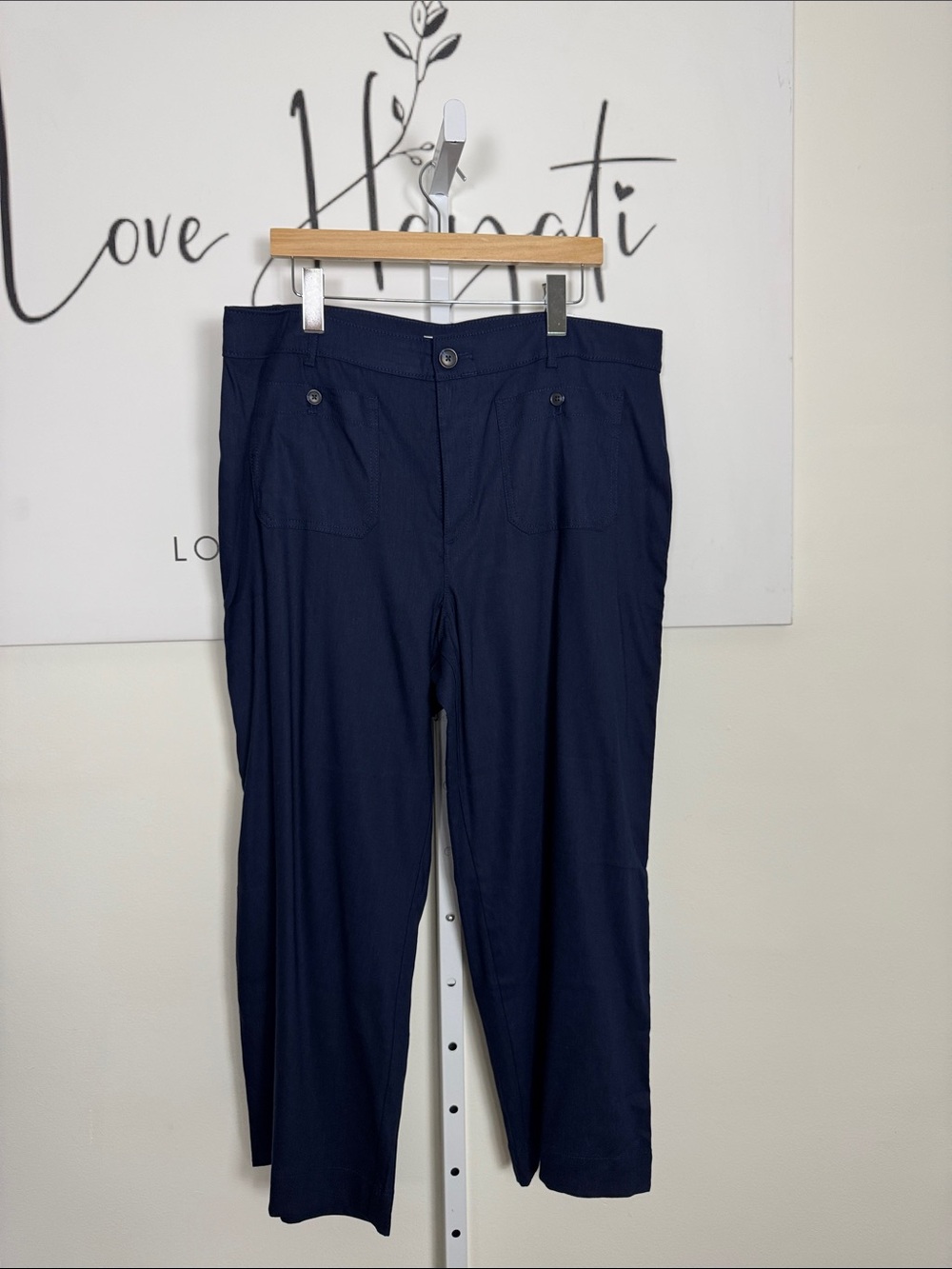 LOFT Navy Palmer Wide Leg Straight Chinos Size 18 Plus Size NWT